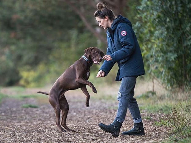 woman with dog