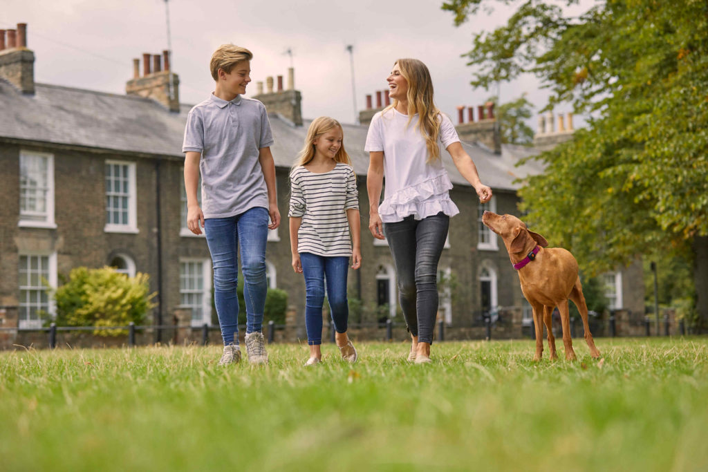 Family with a dog