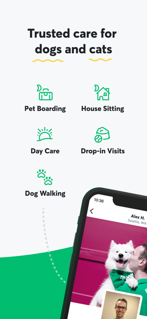 Rover dog boarding app screenshot