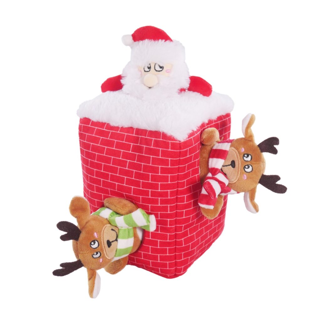 Peek-a-boo Santa dog toy